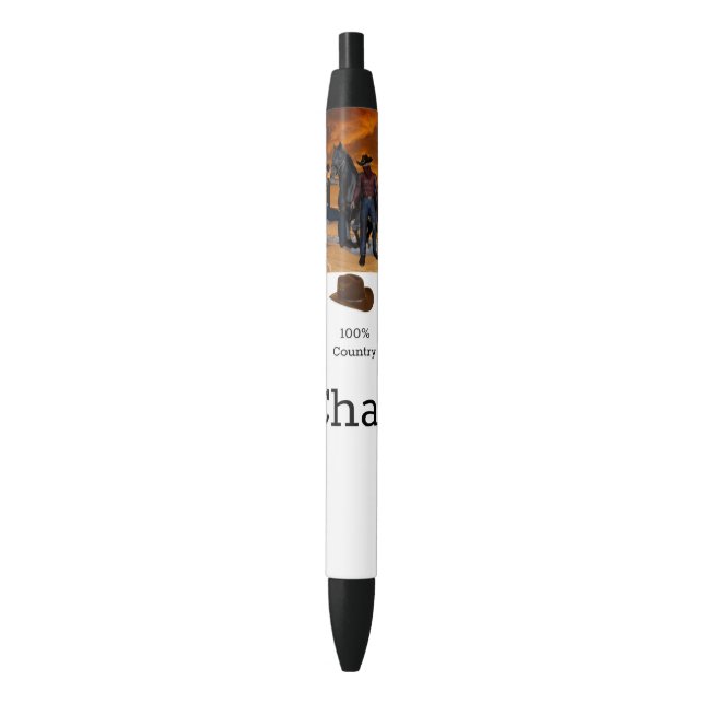 Bolígrafo De Tinta Negra Pen Office and School Pen Country Cowboy Horse (Frente vertical)