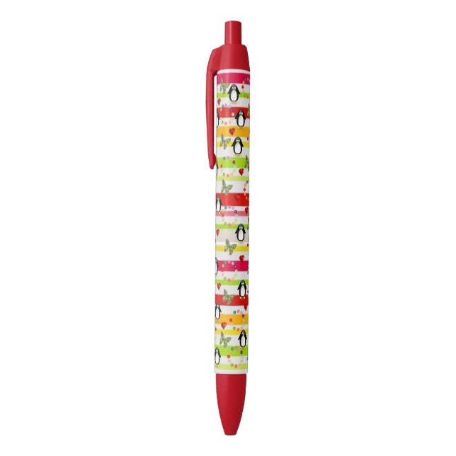 Bolígrafo De Tinta Negra Pen Office and School Pen Stripe Pingüino Mariposa (Parte superior (vertical))