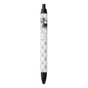 Bolígrafo De Tinta Negra Perro Chihuahua de Abrigo Largo Blanco y Negro & N