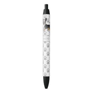 Bolígrafo De Tinta Negra Perro Chihuahua de Pelo Liso Tricolor Negro & Nomb