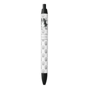Bolígrafo De Tinta Negra Perro de dibujos animados japonés Chin blanco y ne