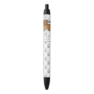 Bolígrafo De Tinta Negra Perro de dibujos animados Norfolk Terrier rojo y n