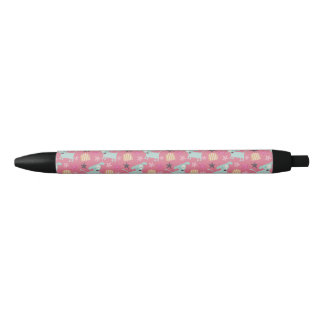 Bolígrafo De Tinta Negra Perros, estrellas y flores