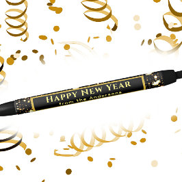 Bolígrafo De Tinta Negra Personal de negocios | Tinta negra Gold Happy New