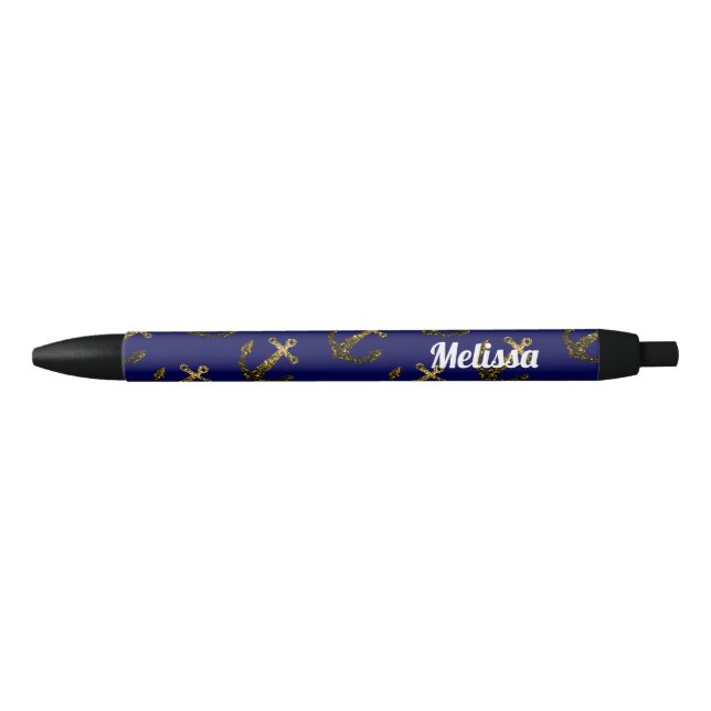 Bolígrafo De Tinta Negra Personaliza los destellos de oro amarillo azul de  (Anverso)