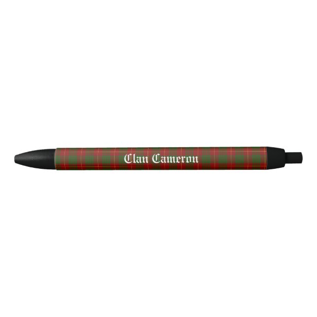 Bolígrafo De Tinta Negra Personalizable Clan Cameron Tartan (Anverso)