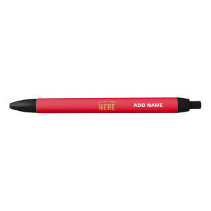 BOLÍGRAFO DE TINTA NEGRA PERSONALIZABLE MODERNO ESTILO MARCA VERIFICADA ROJ