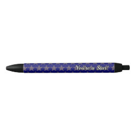 Bolígrafo De Tinta Negra Personalizado | AZUL con | Estrellas de oro