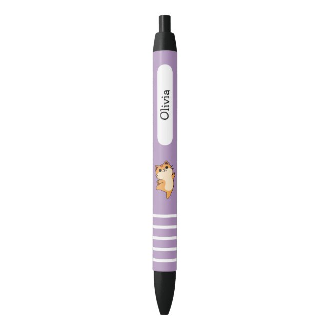 Bolígrafo De Tinta Negra Personalizado Bailando Naranja Gato, Personalizado (Frente vertical)