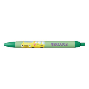 Bolígrafo De Tinta Negra Personalizado de autobús escolar alegre y amarillo