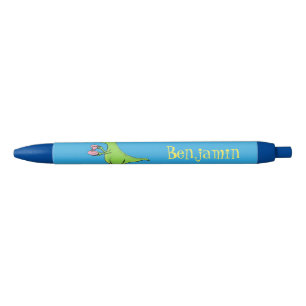 Bolígrafo De Tinta Negra Personalizado de dinosaurios de color verde gracio