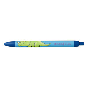 Bolígrafo De Tinta Negra Personalizado de dinosaurios de triceratops verde 