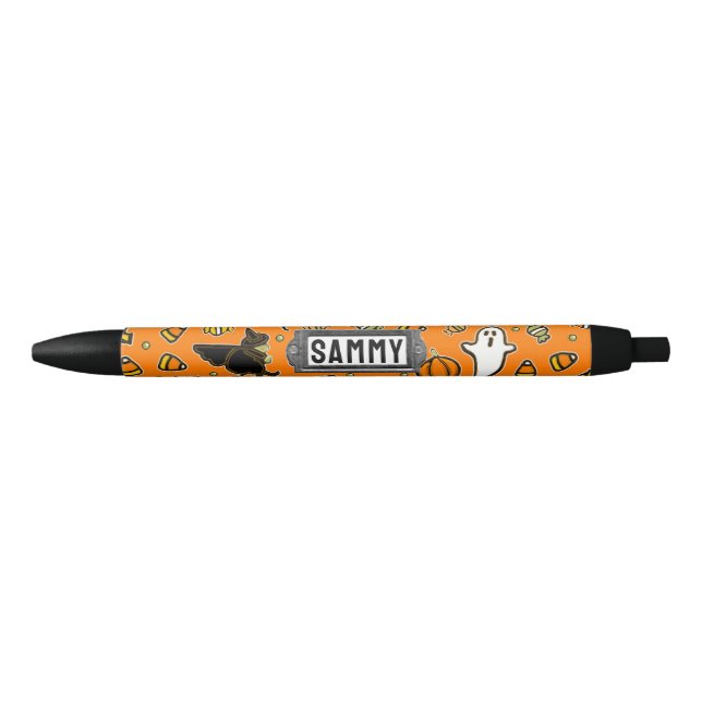 Bolígrafo de tinta negra personalizado de Hallowee (Anverso)