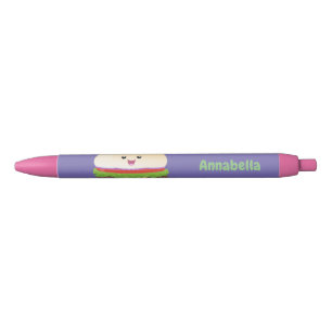Bolígrafo De Tinta Negra Personalizado de hamburguesa kawaii feliz
