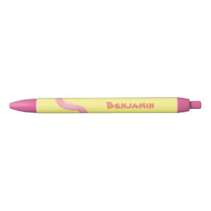 Bolígrafo De Tinta Negra Personalizado de lombrices de tierra rosa y alegre
