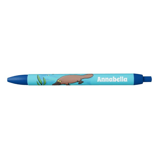 Bolígrafo De Tinta Negra Personalizado de natación de Platypus Cute (Anverso)