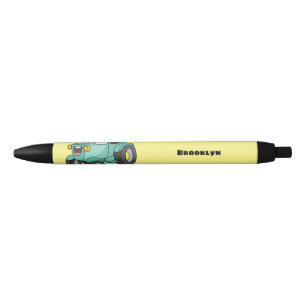 Bolígrafo De Tinta Negra Personalizado de tractores verde feliz