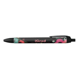 Bolígrafo De Tinta Negra Personalizado del partido de graduación rosa y neg