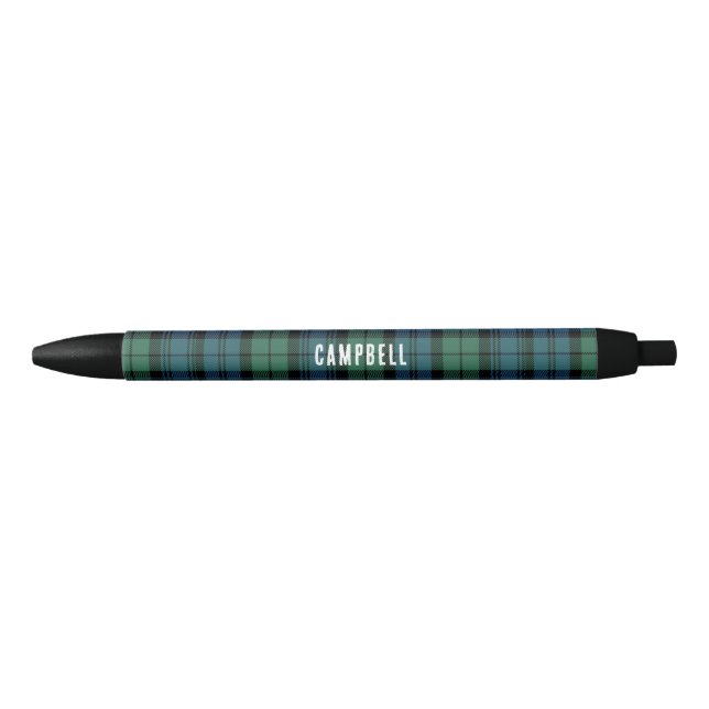 Bolígrafo De Tinta Negra Personalizado el clan rústico Campbell Tartan (Anverso)