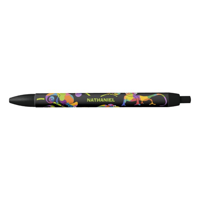 Bolígrafo De Tinta Negra Personalizado lindo Chameleons Colores brillantes  (Anverso)