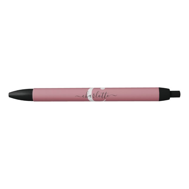 Bolígrafo De Tinta Negra Personalizado Minimalista Dusty Pink (Anverso)
