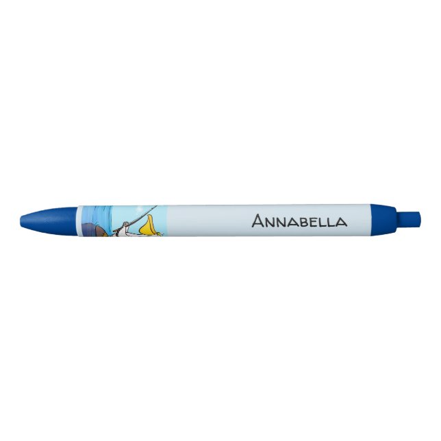 Bolígrafo De Tinta Negra Personalizado pelícano de pesca divertida (Anverso)