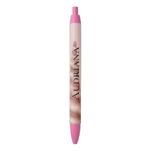 Bolígrafo De Tinta Negra Personalizado Rubor Pink Rose Gold Glam Unicorn