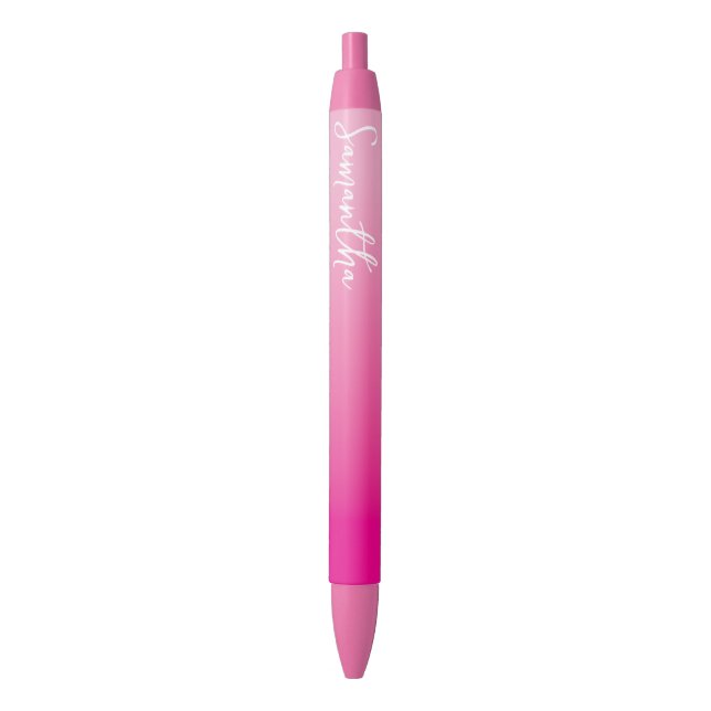 Bolígrafo De Tinta Negra Personalized Light and Hot Pink Ombre (Frente vertical)