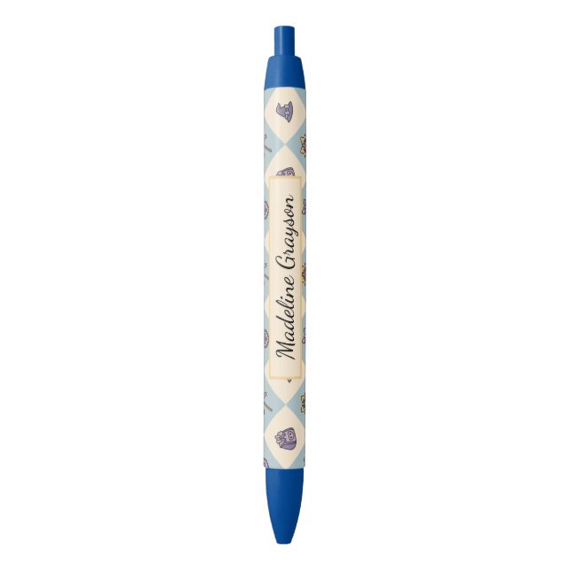 Bolígrafo De Tinta Negra Personalized Magic Academy Wizard School Blue (Frente vertical)