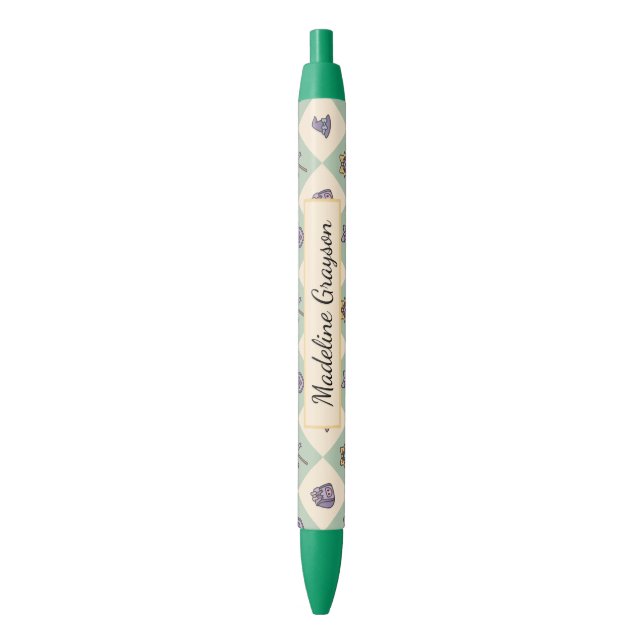 Bolígrafo De Tinta Negra Personalized Magic Academy Wizard School Green (Frente vertical)