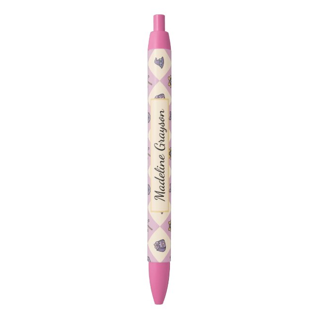 Bolígrafo De Tinta Negra Personalized Magic Academy Wizard School Pink (Frente vertical)