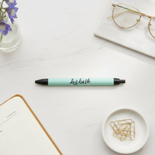 Bolígrafo De Tinta Negra Personalized  Mint Green Minimalist Modern 