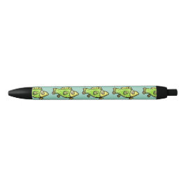 Bolígrafo De Tinta Negra Pez Verde Divertido Dibujo Animado