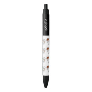 Bolígrafo De Tinta Negra Phalène Rojo Y Blanco Perros Lindos Con Nombre Per