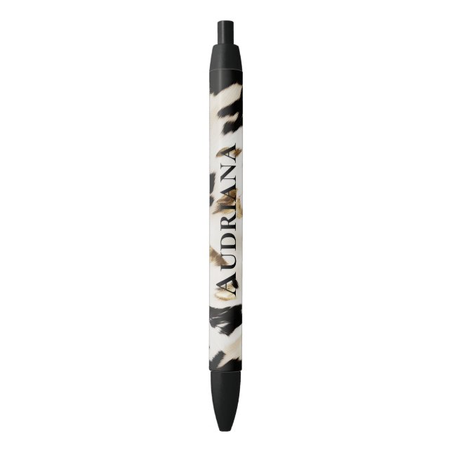Bolígrafo De Tinta Negra Piel de vaca del Suroeste del Oro Blanco Negro (Frente vertical)