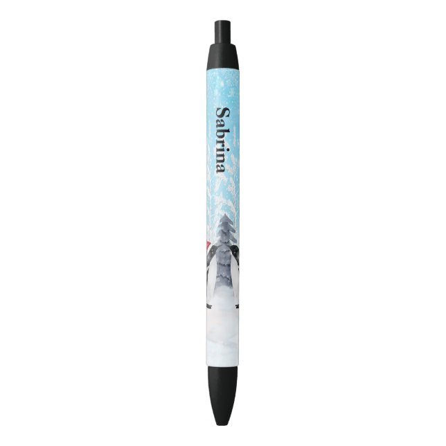 Bolígrafo De Tinta Negra Pingüino personalizable (Frente vertical)