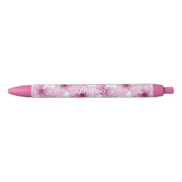Bolígrafo De Tinta Negra Pink Butterfly Cute Kawaii Personalized Pen