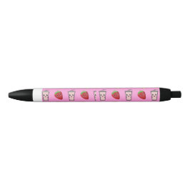 BOLÍGRAFO DE TINTA NEGRA PINK KAWAII STRAWBERRY Y QUESO