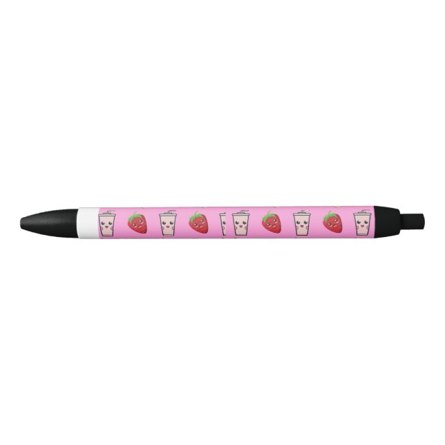 BOLÍGRAFO DE TINTA NEGRA PINK KAWAII STRAWBERRY Y QUESO (Anverso)