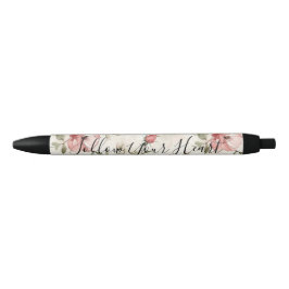 Bolígrafo De Tinta Negra Pink Roses Floral