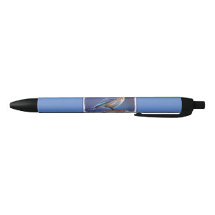 Bolígrafo De Tinta Negra Pintura de ave azul (hembra) - Arte original de av