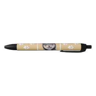 Bolígrafo De Tinta Negra Pintura de Shiba Inu (negro y moreno) - arte del