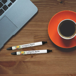 Bolígrafo De Tinta Negra Plantilla de logotipo y texto de empresa promocion