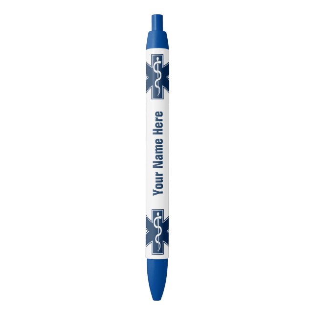 Bolígrafo De Tinta Negra Plantilla de nombre EMT EMS paramédico (Frente vertical)