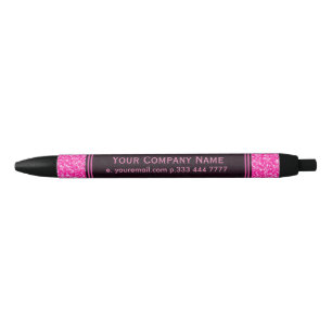 Bolígrafo De Tinta Negra Plantilla de personalizable Purpurina rosa elegant
