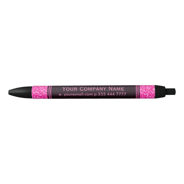Bolígrafo De Tinta Negra Plantilla de personalizable Purpurina rosa elegant (Anverso)