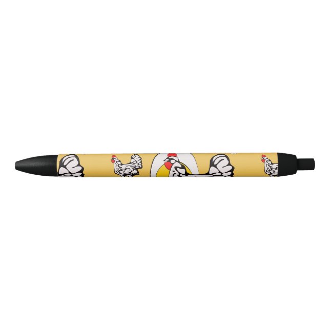 Bolígrafo De Tinta Negra Pollos retro (Anverso)