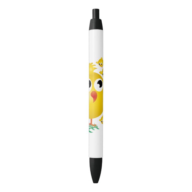 Bolígrafo De Tinta Negra Polluelos (Frente vertical)