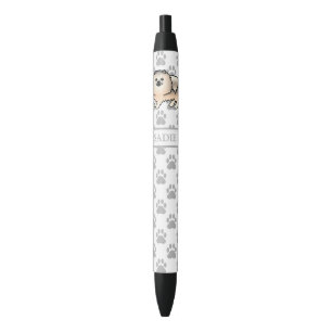 Bolígrafo De Tinta Negra Pomerania Sable Crema Perro De Dibujos Animados Li