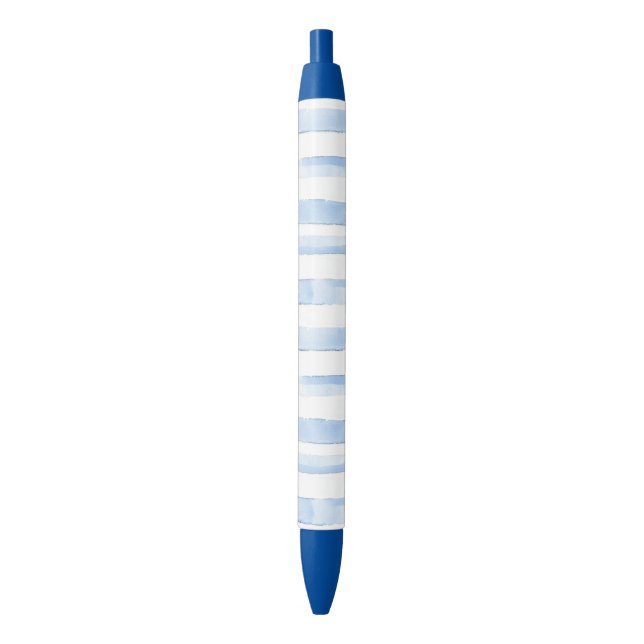 Bolígrafo De Tinta Negra Pretty Blue White Plaid Stripes Bridal Shower (Frente vertical)